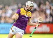 26 April 2025; Cathal Dunbar of Wexford celebrates after scoring his side's third goal during the Leinster GAA Hurling Senior Championship Round 2 match between Dublin and Wexford at Parnell Park in Dublin. Photo by David Fitzgerald/Sportsfile