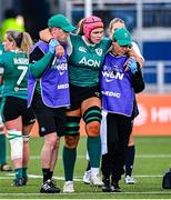 26 April 2025; Dorothy Wall of Ireland receives treatment for an injury during the Women's Six Nations Rugby Championship match between Scotland and Ireland at Hive Stadium in Edinburgh, Scotland. Photo by Paul Devlin/Sportsfile