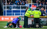 26 April 2025; Dorothy Wall of Ireland receives treatment for an injury during the Women's Six Nations Rugby Championship match between Scotland and Ireland at Hive Stadium in Edinburgh, Scotland. Photo by Paul Devlin/Sportsfile