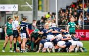26 April 2025; Ireland and Scotland players contest a scrum during the Women's Six Nations Rugby Championship match between Scotland and Ireland at Hive Stadium in Edinburgh, Scotland. Photo by Paul Devlin/Sportsfile