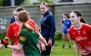 26 April 2025; Roscommon's Ellen Irwin coaching during the 2025 ZuCar Gaelic4Teens Festival Day featuring players from Clann na Banna of Down, St Nicholas of Louth and Ratoath of Meath at Trim GAA Club, Meath. Photo by Piaras Ó Mídheach/Sportsfile
