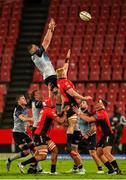 26 April 2025; Josh Murphy of Connacht gets up high to win the line out ball during the United Rugby Championship match between Emirates Lions and Connacht at Emirates Airline Park in Johannesburg, South Africa. Photo by Shaun Roy/Sportsfile