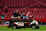 26 April 2025; Injured Colm Reilly of Connacht gives a thumbs up as he is carried from the field during the United Rugby Championship match between Emirates Lions and Connacht at Emirates Airline Park in Johannesburg, South Africa. Photo by Shaun Roy/Sportsfile