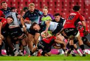 26 April 2025; Matthew Devine of Connacht is tackled by Nico Steyn of Emirates Lions during the United Rugby Championship match between Emirates Lions and Connacht at Emirates Airline Park in Johannesburg, South Africa. Photo by Shaun Roy/Sportsfile