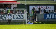 26 April 2025; Offaly goalkeeper Mark Troy is beaten, in the third minute by Offaly's Killian Sampson for a goal during the Leinster GAA Hurling Senior Championship Round 2 match between Offaly and Galway at Glenisk O’Connor Park in Tullamore, Offaly. Photo by Ray McManus/Sportsfile