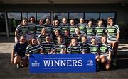 26 April 2025; Greystones players celebrate with Cusack Cup after the Cusack Cup Final match between Greystones and Edenderry during the Leinster Rugby Girls Finals Day at Mullingar RFC in Mullingar, Westmeath. Photo by Ben McShane/Sportsfile