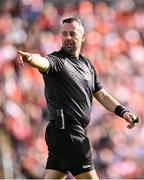 26 April 2025; Referee David Gough during the Ulster GAA Football Senior Championship semi-final match between Armagh and Tyrone at St Tiernach's Park in Clones, Monaghan. Photo by Seb Daly/Sportsfile