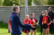 26 April 2025; ZuCar Gaelic4Teens ambassador Roscommon's Laura Mannion coaching during the 2025 ZuCar Gaelic4Teens Festival Day featuring players from Clann na Banna of Down, St Nicholas of Louth and Ratoath of Meath at Trim GAA Club, Meath. Photo by Piaras Ó Mídheach/Sportsfile