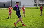 26 April 2025; LGFA National Development Officer David Lernihan coaching during the 2025 ZuCar Gaelic4Teens Festival Day featuring players from Clann na Banna of Down, St Nicholas of Louth and Ratoath of Meath at Trim GAA Club, Meath. Photo by Piaras Ó Mídheach/Sportsfile