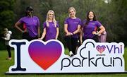 28 April 2025; Vhi Women’s Mini Marathon ambassadors Katja Mia, Nathalie Lennon, Aimee Connolly and Clóda Scanlon were in attendance at St Anne’s parkrun where Vhi hosted a special Wellness event ahead of the Vhi Women’s Mini Marathon. Vhi, who are title sponsors of the Vhi Women’s Mini and proud presenting partners of parkrun Ireland, had a team of Vhi physiotherapists there on the morning in a dedicated wellness tent with helpful advice, tips and complimentary healthy drinks and snacks available on the day. Over 28,000 women are expected to participate in this year sold out Vhi Women’s Mini Marathon by walking, jogging or running the 10km route through Dublin City Centre. Photo by David Fitzgerald/Sportsfile