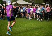 28 April 2025; Olympian David Gillick pictured running the warm up at St Anne’s parkrun where Vhi hosted a special Wellness event ahead of the Vhi Women’s Mini Marathon. Vhi Women’s Mini Marathon ambassadors Nathalie Lennon, Clóda Scanlon, Katja Mia, and Aimee Connolly were in attendance, along with Vhi ambassador and Olympian David Gillick. Vhi, who are title sponsors of the Vhi Women’s Mini and proud presenting partners of parkrun Ireland, had a team of Vhi physiotherapists there on the morning in a dedicated wellness tent with helpful advice, tips and complimentary healthy drinks and snacks available on the day. Over 28,000 women are expected to participate in this year sold out Vhi Women’s Mini Marathon by walking, jogging or running the 10km route through Dublin City Centre. Photo by David Fitzgerald/Sportsfile