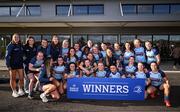 26 April 2025; MU Barnhall players celebrate with the cup after the Flood Cup Final match between Barnhall NUIM and Blackrock RFC during the Leinster Rugby Girls Finals Day at Mullingar RFC in Mullingar, Westmeath. Photo by Ben McShane/Sportsfile