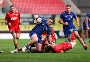 26 April 2025; Jack Boyle of Leinster makes a break during the United Rugby Championship match between Scarlets and Leinster at Parc Y Scarlets in Swansea, Wales. Photo by Chris Fairweather/Sportsfile