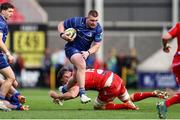 26 April 2025; Jack Boyle of Leinster makes a break during the United Rugby Championship match between Scarlets and Leinster at Parc Y Scarlets in Swansea, Wales. Photo by Chris Fairweather/Sportsfile