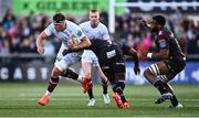 26 April 2025; James McNabney of Ulster is tackled by Ox Nche of Hollywoodbets Sharks during the United Rugby Championship match between Ulster and Hollywoodbets Sharks at Kingspan Stadium in Belfast. Photo by Tyler Miller/Sportsfile