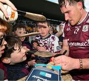 26 April 2025; Conor Whelan of Galway signs for autograph hunters after the Leinster GAA Hurling Senior Championship Round 2 match between Offaly and Galway at Glenisk O’Connor Park in Tullamore, Offaly. Photo by Ray McManus/Sportsfile