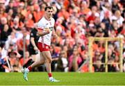 26 April 2025; Darragh Canavan of Tyrone celebrates after kicking a point during the Ulster GAA Football Senior Championship semi-final match between Armagh and Tyrone at St Tiernach's Park in Clones, Monaghan. Photo by Seb Daly/Sportsfile
