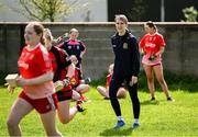 26 April 2025; Meath's Mary Kate Lynch coaching during the 2025 ZuCar Gaelic4Teens Festival Day featuring players from Clann na Banna of Down, St Nicholas of Louth and Ratoath of Meath at Trim GAA Club, Meath. Photo by Piaras Ó Mídheach/Sportsfile