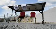 26 April 2025; A table is set for programme sellers before the Leinster GAA Hurling Senior Championship Round 2 match between Offaly and Galway at Glenisk O’Connor Park in Tullamore, Offaly. Photo by Ray McManus/Sportsfile