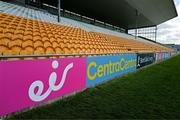26 April 2025; A general view of seats, with official sponsor boards, in the main stand in Glenisk O’Connor Park before the Leinster GAA Hurling Senior Championship Round 2 match between Offaly and Galway at Glenisk O’Connor Park in Tullamore, Offaly. Photo by Ray McManus/Sportsfile