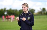 26 April 2025; Meath's Mary Kate Lynch coaching during the 2025 ZuCar Gaelic4Teens Festival Day featuring players from Clann na Banna of Down, St Nicholas of Louth and Ratoath of Meath at Trim GAA Club, Meath. Photo by Piaras Ó Mídheach/Sportsfile