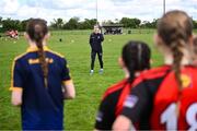 26 April 2025; Meath's Mary Kate Lynch coaching during the 2025 ZuCar Gaelic4Teens Festival Day featuring players from Clann na Banna of Down, St Nicholas of Louth and Ratoath of Meath at Trim GAA Club, Meath. Photo by Piaras Ó Mídheach/Sportsfile