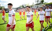 26 April 2025; Tyrone players, from left, Ciaran Daly, Darren McCurry, Darragh Canavan and Joseph Oguz before the Ulster GAA Football Senior Championship semi-final match between Armagh and Tyrone at St Tiernach's Park in Clones, Monaghan. Photo by Seb Daly/Sportsfile