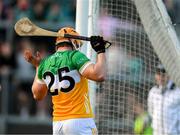 26 April 2025; Cillian Kiely of Offaly, reacts after missing a goal chance, during the Leinster GAA Hurling Senior Championship Round 2 match between Offaly and Galway at Glenisk O’Connor Park in Tullamore, Offaly. Photo by Ray McManus/Sportsfile
