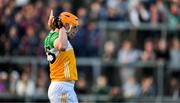 26 April 2025; Cillian Kiely of Offaly, reacts after missing a goal chance, during the Leinster GAA Hurling Senior Championship Round 2 match between Offaly and Galway at Glenisk O’Connor Park in Tullamore, Offaly. Photo by Ray McManus/Sportsfile