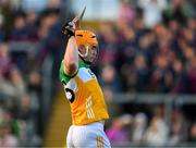 26 April 2025; Cillian Kiely of Offaly, reacts after missing a goal chance, during the Leinster GAA Hurling Senior Championship Round 2 match between Offaly and Galway at Glenisk O’Connor Park in Tullamore, Offaly. Photo by Ray McManus/Sportsfile