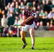 26 April 2025; Cathal Mannion of Galway, strikes a penalty which was saved, during the Leinster GAA Hurling Senior Championship Round 2 match between Offaly and Galway at Glenisk O’Connor Park in Tullamore, Offaly. Photo by Ray McManus/Sportsfile