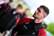 27 April 2025; Ciaran Downey of Louth and team-mates arrive before the Leinster GAA Football Senior Championship semi-final match between Kildare and Louth at Glenisk O'Connor Park in Tullamore, Offaly. Photo by Shauna Clinton/Sportsfile