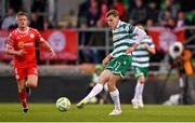 25 April 2025; Matt Healy of Shamrock Rovers during the SSE Airtricity Men's Premier Division match between Shamrock Rovers and Shelbourne at Tallaght Stadium in Dublin. Photo by Ramsey Cardy/Sportsfile