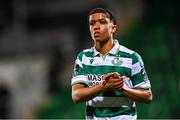 25 April 2025; Victor Ozhianvuna of Shamrock Rovers after the SSE Airtricity Men's Premier Division match between Shamrock Rovers and Shelbourne at Tallaght Stadium in Dublin. Photo by Ramsey Cardy/Sportsfile