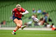 27 April 2025; Kate Flannery of UL Bohemian kicks a convertion during the Energia All-Ireland League Women's Division 1 final match between Railway Union RFC and UL Bohemian at the Aviva Stadium in Dublin. Photo by Matt Browne/Sportsfile