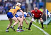 27 April 2025; Kieran Bennett of Waterford in action against Ryan Taylor of Clare during the Munster GAA Hurling Senior Championship Round 2 match between Waterford and Clare at Walsh Park in Waterford. Photo by Piaras Ó Mídheach/Sportsfile