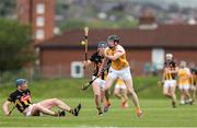 27 April 2025; Joe Maskey of Antrim during the Leinster GAA Hurling Senior Championship Round 2 match between Antrim and Kilkenny at Corrigan Park in Belfast. Photo by Thomas Flinkow/Sportsfile