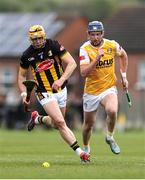 27 April 2025; Richie Reid of Kilkenny in action against Keelan Molloy of Antrim during the Leinster GAA Hurling Senior Championship Round 2 match between Antrim and Kilkenny at Corrigan Park in Belfast. Photo by Thomas Flinkow/Sportsfile