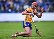27 April 2025; Peter Duggan of Clare, after losing the faceguard off his helmet, during the Munster GAA Hurling Senior Championship Round 2 match between Waterford and Clare at Walsh Park in Waterford. Photo by Piaras Ó Mídheach/Sportsfile