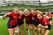 27 April 2025; UL Bohemian players celebrate after the the Energia All-Ireland League Women's Division 1 final match between Railway Union RFC and UL Bohemian at the Aviva Stadium in Dublin. Photo by Matt Browne/Sportsfile