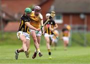 27 April 2025; Eoghan Campbell of Antrim in action against Tommy Walsh of Kilkenny during the Leinster GAA Hurling Senior Championship Round 2 match between Antrim and Kilkenny at Corrigan Park in Belfast. Photo by Thomas Flinkow/Sportsfile
