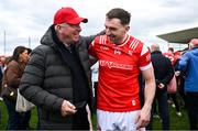 27 April 2025; Sam Mulroy of Louth with supporters after his side's victory in the Leinster GAA Football Senior Championship semi-final match between Kildare and Louth at Glenisk O'Connor Park in Tullamore, Offaly. Photo by Shauna Clinton/Sportsfile