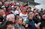 27 April 2025; Louth supporters react in the final minutes of the Leinster GAA Football Senior Championship semi-final match between Kildare and Louth at Glenisk O'Connor Park in Tullamore, Offaly. Photo by Shauna Clinton/Sportsfile