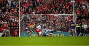 27 April 2025; Alan Connolly of Cork, 14, scores his side's third goal during the Munster GAA Hurling Senior Championship Round 2 match between Cork and Tipperary at SuperValu Páirc Uí Chaoimh in Cork. Photo by Brendan Moran/Sportsfile