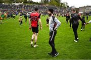 27 April 2025; Down manager Conor Laverty reacts after his side's defeat in the Ulster GAA Football Senior Championship semi-final match between Down and Donegal at St Tiernach's Park in Clones, Monaghan. Photo by Ben McShane/Sportsfile