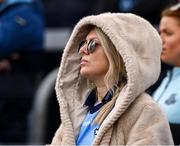 27 April 2025; A Dublin supporter watches the game, from the town end terrace, during the Leinster GAA Football Senior Championship semi-final match between Dublin and Meath at Laois Hire O'Moore Park in Portlaoise, Laois. Photo by Ray McManus/Sportsfile