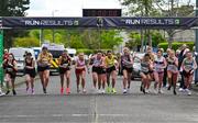 27 April 2025; A general view of the start of the senior women's event during the 123.ie National Road Relay Championships in Raheny, Dublin. Photo by Tyler Miller/Sportsfile