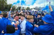 27 April 2025; Athy players and supporters celebrate after their side's victory in the Bank of Ireland Provincial Towns Cup final match between Athy RFC and County Carlow FC at Forenaughts in Naas, Kildare. Photo by Seb Daly/Sportsfile