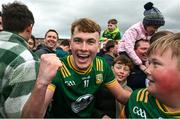 27 April 2025; Ruairí Kinsella of Meath celebrates after the Leinster GAA Football Senior Championship semi-final match between Dublin and Meath at Laois Hire O'Moore Park in Portlaoise, Laois. Photo by Ray McManus/Sportsfile