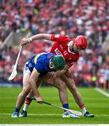 27 April 2025; Robert Doyle of Tipperary holds off the challenge of Alan Connolly of Cork during the Munster GAA Hurling Senior Championship Round 2 match between Cork and Tipperary at SuperValu Páirc Uí Chaoimh in Cork. Photo by Brendan Moran/Sportsfile